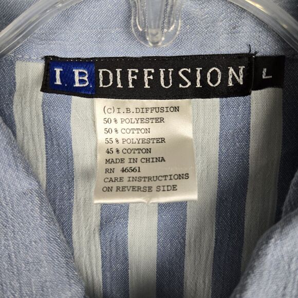 Vtg IB Diffusion Jacket L Striped Color Block Embroidered Fish Beaded Zip Blue - Picture 4 of 5